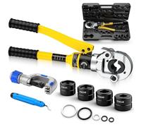 Proster Pince Hydraulique à Sertir 8T avec 4 Mâchoires TH16-20-26-32 Outil Propress Multicouche pour Tuyaux Aluminium-Plastique, PEX, PB Sertisseuse Rotative 360° avec Coupe-Tube et Ébavureur