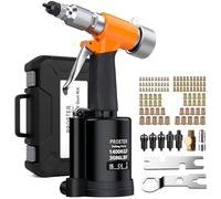 Proster Pistolet à Ecrou Pneumatique Kit de Réglage d'écrou à Riveter Pneumatique Robuste Acier Inoxydable 100 pcs Pistolet à Insert M4 M5 M6 M8 M10 | Régulateur d'Air, 5 Mandrins Métriques, Raccord 1/4 Pouce, Retour Rapide, Pour Écrous en Aluminium, Cuivre et Inox