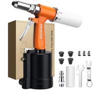 Proster Riveteuse Pneumatique Hydraulique 1408KGF Professionnelle avec 4 Embouts 2.4mm 3.2mm 4.0mm 4.8mm Pistolet à Riveter Pneumatique Compatible Aluminium Acier pour Carrosserie Atelier Construction