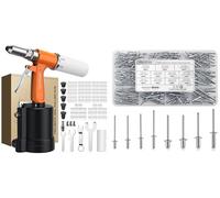 Proster Riveteuse Pneumatique Hydraulique 1780KGF avec Kit Rivets Aluminium 500 + 210PCS - Pistolet à Riveter Professionnel 5 Embouts 2.4-6.4mm pour Atelier, Carrosserie & Construction