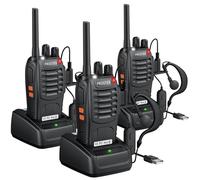 Proster Talkie Walkie Longue Portée Rechargeable avec Écouteurs （3PCS） | PMR446 Sans Licence, 16 Canaux, 1500mAh 10H Grande Autonomie, Portée Stable 1,5km, VOX Mains Libres et Lampe Torche