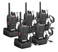 Proster Talkie Walkie Longue Portée Rechargeable avec Écouteurs （5PCS） | PMR446 Sans Licence, 16 Canaux, 1500mAh 10H Grande Autonomie, Portée Stable 1,5km, VOX Mains Libres et Lampe Torche