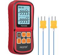 Proster Thermomètre Numérique à Double Canal avec Deux Thermocouples de Type K Thermomètre Industriel avec Rétroéclairage LCD pour Thermocouple K/J/T/E/R/S/N