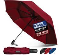 Prostorm Parapluie de voyage ventilé coupe-vent, ouverture et fermeture automatiques, solide, résistant au vent, Pro Storm, petit, compact, mini, pliable et portable, sac à dos, voiture, sac à main,
