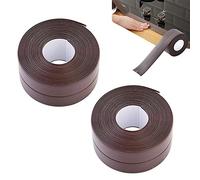 ProsXinty 2 Rouleaux Adhésif étanche Bande d'Etanchéité, Bande etancheite autocollante; Convient pour la salle de bain, la cuisine, le ruban imperméable d'angle (3,2 M), marron
