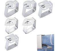 ProsXinty 6 pièces Pinces à Nappe, Acier Inoxydable Nappe Clips, Anti-Glissant Pinces à Nappe, Clip Nappe Table Réglable, Support de nappe antidérapant épais, adapté pour un bureau de 2,5 à 3,5 cm