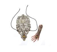 Prosy 1PC Halloween femmes gothique dentelle maille longs gants 1 PC noir or sans doigts longueur coude manchettes Goth longues plumes bras manches