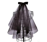 Prosy Halloween Black veil mariage mariée fleur veil dentelle nuptiale cheveux accessoires femmes et filles (C)