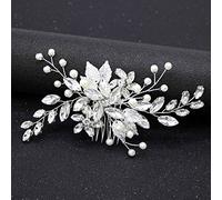 Prosy Peigne à cheveux pour mariée avec perles argentées - Accessoires de cheveux pour femmes et filles (cristal argenté)