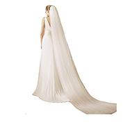 Prosy Voiles de mariée à 2 couches de 299,7 cm de long pour église de mariage en tulle avec peigne pour femmes et filles (blanc)