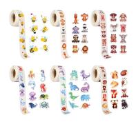 prota 3000 Pièces Autocollant Animaux en Rouleau, Autocollants de Récompense Animal Autocollants Animaux Ronds, Sticker Récompense Animale pour Scrapbooking Enveloppe Décoration