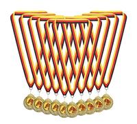 prota Lot de 10 médailles d'or - Médailles gagnantes - Avec ruban et emblème - Pour anniversaire d'enfant - En métal - Personnalisées