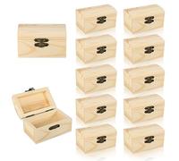 prota Lot de 12 mini coffres au trésor, coffres au trésor, pour anniversaire d'enfant, sans gravure, en bois, avec couvercle, pour peinture et bricolage, anniversaire, bricolage