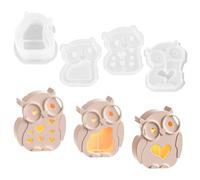 prota Lot de 4 moules en silicone 3D en forme de chouette - Avec base - Pour bougies, aromathérapie, savons faits à la main