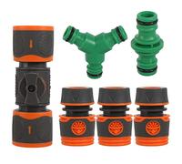 prota Lot de 6 vannes de réglage pour tuyau de jardin, ensemble de connexion double, connecteur pour tuyau avec valve de réglage, orange