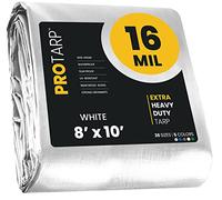 PROTARP Extra Heavy Duty 16 Mil Tarp Cover, Waterproof, UV Resistant, Rip and Tear Proof, Poly Tarpaulin with Reinforced Edges for Roof, Camping, Patio, Pool, Boat. (White 8′ X 10′)