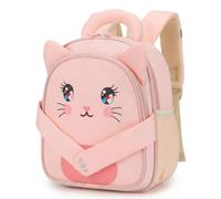 PROTAURI Sac à Dos Enfant Maternelle Fille 2-6 Ans 11.6L, Chat | sangle poitrine réfléchissant imperméable léger respirant ergonomique Design Animal 3D