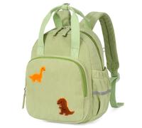 PROTAURI Sac à Dos Enfant Maternelle Garçon 2-5 Ans 8.9L, Vert Dino | sangle poitrine réfléchissant imperméable léger respirant ergonomique sifflet Dinosaure 3D Velours VintageSifflet
