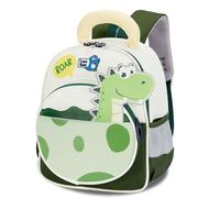 PROTAURI Sac à Dos Enfant Maternelle Garçon 2-6 Ans 11L Dino, Vert | sangle poitrine réfléchissant imperméable léger respirant ergonomique DIN A4 Dinosaure 3D