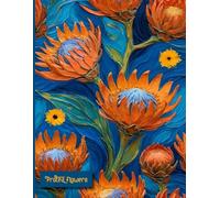 Protea Flowers Notebook: Van Gogh Slyle Flowers Diary Journal | Blue Cover Lined 110 Pages Notebook With Protea Flower and Paint Brush Design