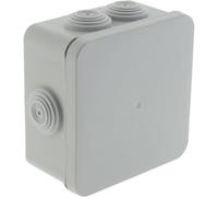 Protec, Boîte de Dérivation Étanche No Airbox IP55 IK07, 100x100x52mm, Blanc, 7 Entrées Latérales Ø4/14/16/20/25mm, 2 Arrières Ø20mm, Tétines Bi-Injectées, Résiste -40°C à +100°C, Couvercle Clipsable