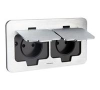 Protec - Double prise de sol étanche Initiale 16A 2P+T IP55 - Métal brossé