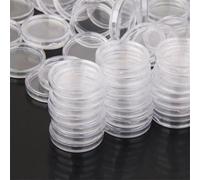 Protec Lot de 100 capsules rondes en plastique transparent de 35 mm pour le rangement de pièces de monnaie - Conteneurs réutilisables en PS pour rangement de pièces de monnaie, affichage transparent