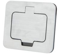 Protec - Prise de Sol Étanche Carrée Simple 16A 2P+T IP55 - Métal Brossé - Ouverture Clapet 128° avec Boîte d'Encastrement Incluse - Design Élégant - 1 Poste