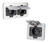 Protec - Prise de sol étanche simple + double 16A - 2P+T IP55 - métal Brossé