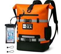 Protec Sea Sac à Dos Étanche Orange 30L Waterproof IPX6 | Sac Nautisme Kayak Paddle Bateau Randonnée| Nombreuses Fixations | Poche Avant | Poche à Eau| Portage Confortable