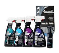Protech MC - Kit Nettoyage Voiture - Nettoyant Siege Voiture et Tissu, Rénovateur Plastiques, Protecteur Multi Surface avec Duo Microfibre Premium - Nettoyage Voiture Complet 6 pièces