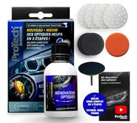 ProTechMC I Kit Rénovation Optiques - Polish pour Phares de Voiture en 3 Étapes Rapides - Ponçage, Polissage, Finition - Éclat, Brillance, Visibilité & Sécurité - Pack Complet Made in France