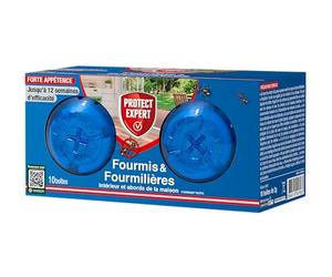 PROTECT EXPERT 10 Boîtes Appâts Anti-Fourmis & Fourmilières - 10x2g | Effets Visibles Dès La 1ère Semaine - Action 12 Semaines - Efficace Intérieur & Abords Maison - FBOIT10