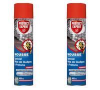 PROTECT EXPERT 2 Aérosols Anti-Guêpes & Frelons - Mousse - 2x600ml | Jet Longue Portée - Traitement à Distance - Pulvérisation Jusqu'à 3m - Action Choc & Foudroyante - GUEPMOUS600NX2