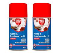 PROTECT EXPERT 2 Aérosols Anti Punaises De Lit & Anti Puces - Foudroyant - 2x150ml - Diffusion Automatique - Traite 100m3 - Efficace Contre Les Infestations PUPA150NX2