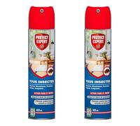 PROTECT EXPERT 2 Aérosols Insectes Volants & Rampants - 2x600ml | Moustiques, Mites, Fourmis, Puces - Action Curative & Préventive - Foudroyant - VOLRAMP600NX2