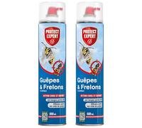 PROTECT EXPERT 2 Anti-Guêpes & Frelons - 2x600ml - Jet Longue Portée 6m - Efficace Sur Les Nids - Action Choc & Foudroyante - Fabriqué en France GUEP600NX2