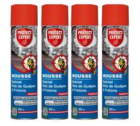 PROTECT EXPERT 4 Aérosols Anti Guêpes & Frelons - 4x600ml - Mousse & Jet Longue Portée Jusqu’à 3 Mètres - Action Choc