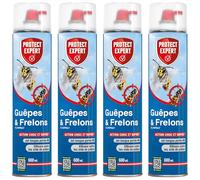 PROTECT EXPERT 4 Anti-Guêpes & Frelons - 4x600ml - Jet Longue Portée 6m - Efficace Sur Les Nids - Action Choc & Foudroyante - Fabriqué en France GUEP600NX4