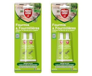 PROTECT EXPERT 4 Gêls Anti-Fourmis & Fourmilières - Tubes Appâts - 4x15g - Prêt-à-l'emploi - Utilisation Sécurisée - Intérieur & Abords De La Maison - A Base De Fleurs De Chrysanthème FTUBNAT2NX2