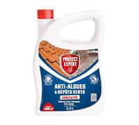PROTECT EXPERT Anti Algues & Dépôts Verts - Concentré - Toitures Murs Terrasses - 2,5L - Jusqu'à 1000m² - Protection Longue Durée Pendant 6 Mois - Sans Rinçage - DIMAX25