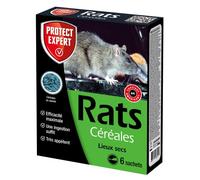 PROTECT EXPERT Anti Rat 150 g - 6 sachets Céréales prêt à l'emploi - Efficacité Maximale - Très Appétent - Une Ingestion Suffit