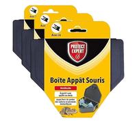PROTECT EXPERT Boite Appât Souris - Sécurisée avec e Fermeture - Réutilisable - Résistante - Tunnel Double Entrée - À Garnir avec Différents Appâts BOITSOU
