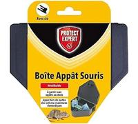 PROTECT EXPERT Boite Appât Souris - Sécurisée avec Clé de Fermeture - Réutilisable - Résistante - Tunnel Double Entrée - À Garnir avec Différents Appâts BOITSOU