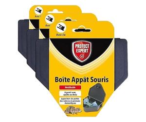 PROTECT EXPERT Boite Appât Souris - Sécurisée avec e Fermeture - Réutilisable - Résistante - Tunnel Double Entrée - À Garnir avec Différents Appâts BOITSOU