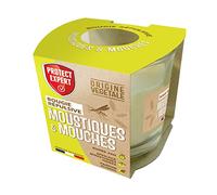 PROTECT EXPERT BOUGNAT Bougie Répulsive Moustiques & Mouches Géraniol Bougie Répulsive 90g Durée 20h Parfum Floral
