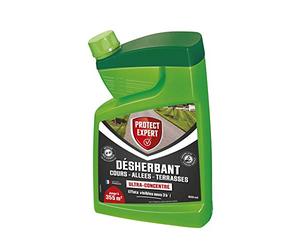 PROTECT EXPERT Désherbant Total Puissant | 800 ml pour 355m² de Surface Traité | Ultra Concentré | Effets Visibles Sous 3h* | | Cours Allées Terrasses |Retour Rapide des Animaux sur les Surfaces