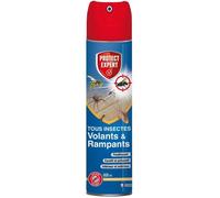 PROTECT EXPERT Aérosol Foudroyant Insectes Volants & Rampants - 600ml - Moustiques Mites Alimentaires Rampants Fourmis Puces - Action Curative & Préventive VOLRAMP600