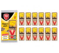 PROTECT EXPERT Lot de 12 Tapettes Souris Préappâtées - Socle Bois FSC | Armement Facile - Réutilisable - Pas Besoin d'Appât - SOUTAP2NX12