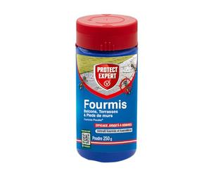PROTECT EXPERT Poudre Anti-Fourmis Insecticide 250g - Traite jusqu'à 75m2 - Action Choc & Longue Durée - Intérieur Extérieur Jardin Terrasse Balcon - Poudrage Arrosage FOURPOUD250